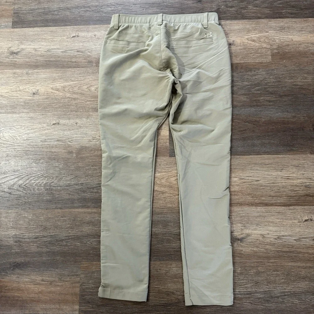 Men's Under Armour Khaki Beige Golf Pants‎ Size 34x32 Preppy Outdoors Golf